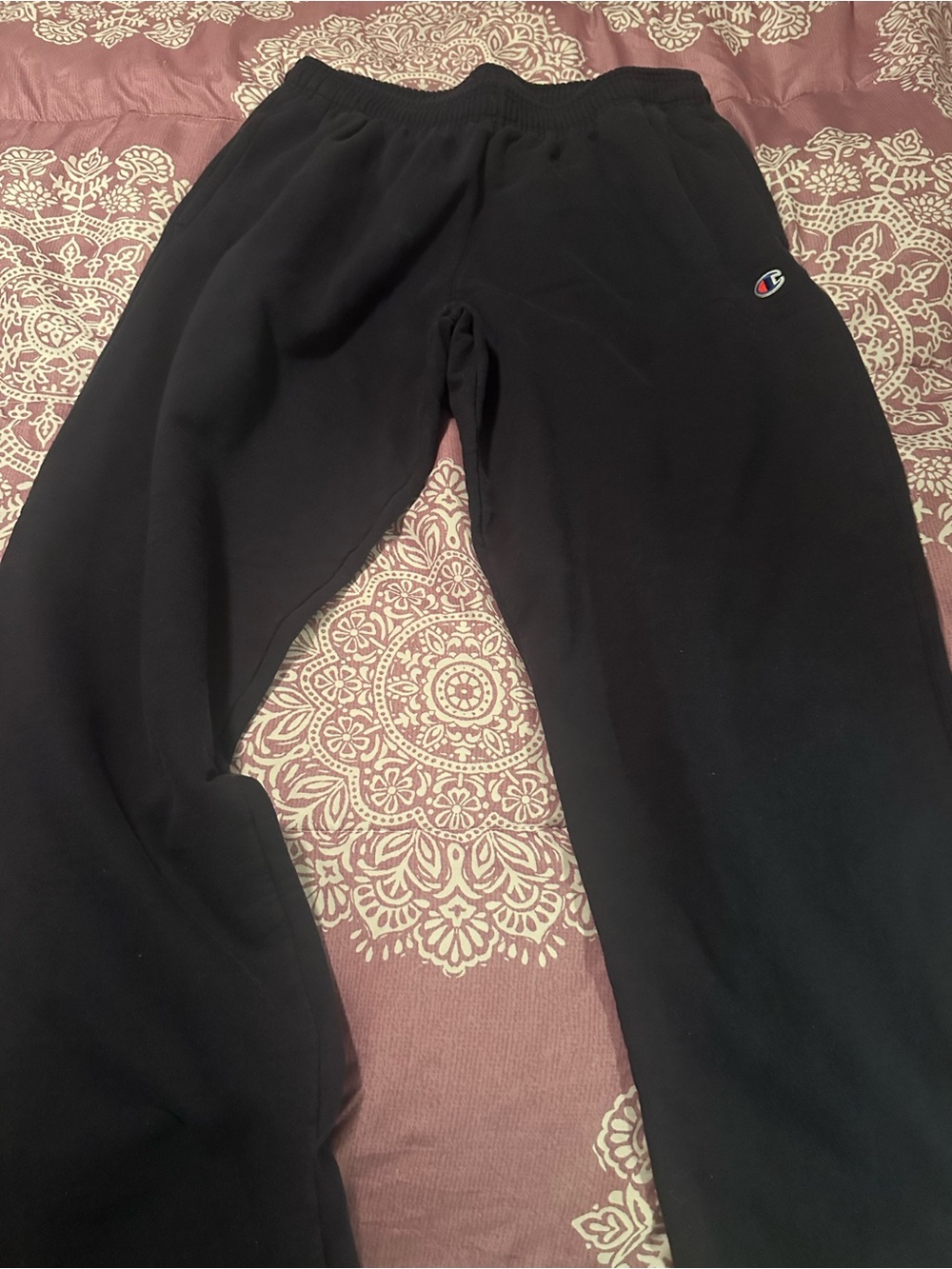 Champion Black Men's Sweatpants with Small Embroidered Logo